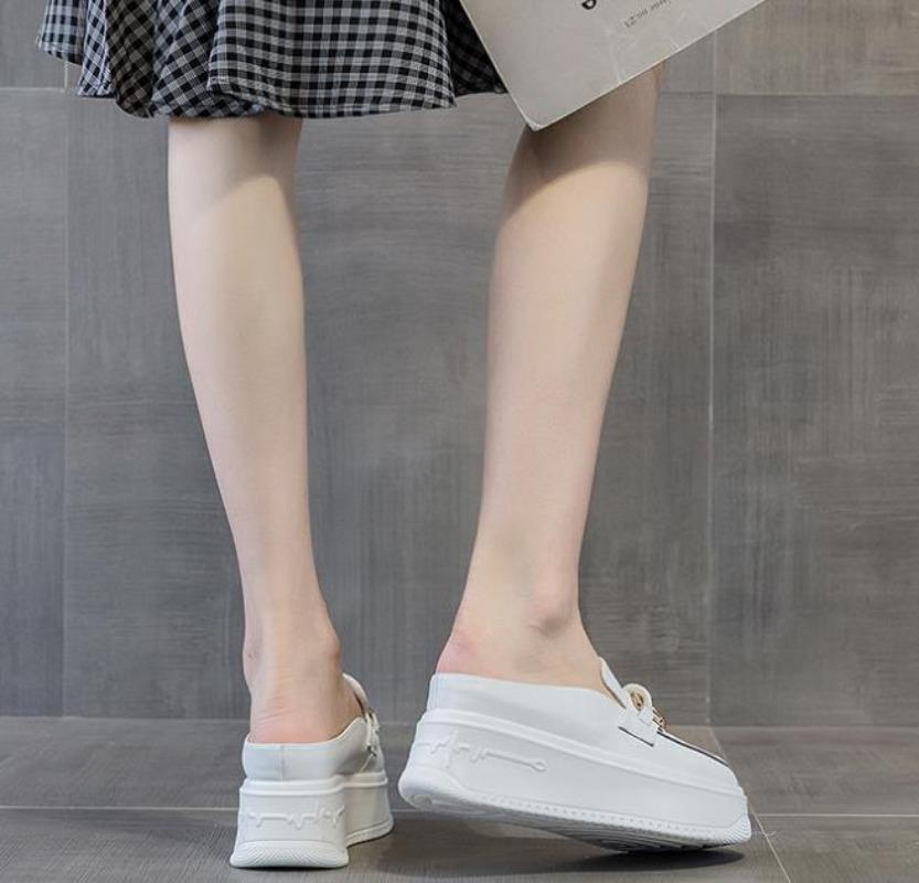 Fashion 7.5cm New Microfiber Leather Platform Wedge Slippers Sandle Sneaker Women Shoes Heels Summer Designer Female Fashion Boots