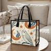 Boho Owl Print Canvas Tote Bag Casual Large Capacity Daily Shopping Handbag