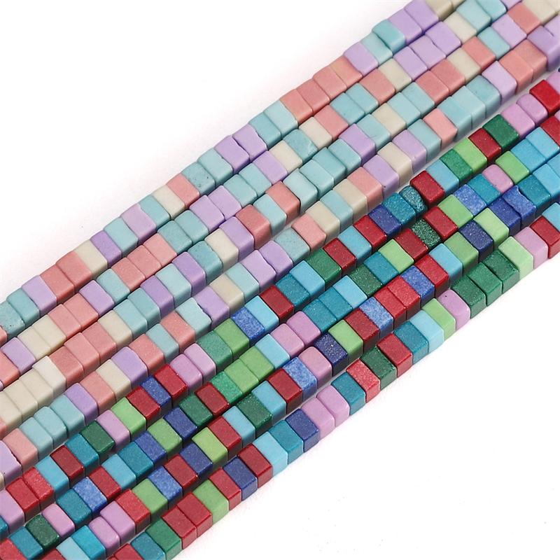 1strip /bag Plus Colored Rainbow Stone Square Beads DIY Bracelet Necklace Earrings Jewelry Accessories