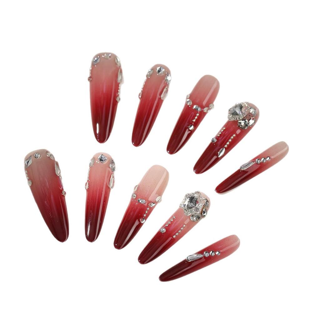 Zhuoshimei Handmade Luxe Autumn/Winter Light Luxury Nail Patches - Gentle Whitening Medium-Length Nails