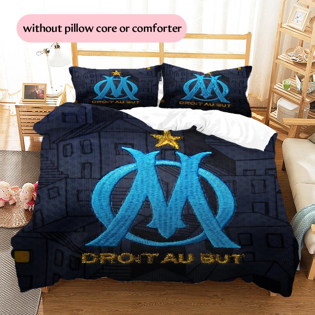 Olympique De Marseille Pattern Bedding Home Decoration Birthday & Festival Gift (1 * Duvet Cover + 2 * Pillowcase, Without Core)