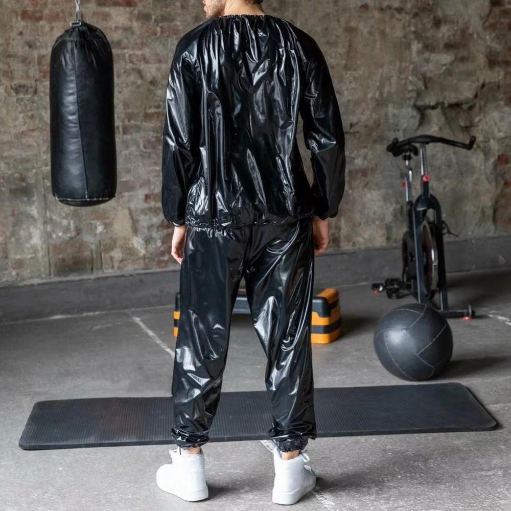 Combinaison de sauna à manches longues pour hommes et femmes en PVC, taille élastique, vêtements de fitness, été