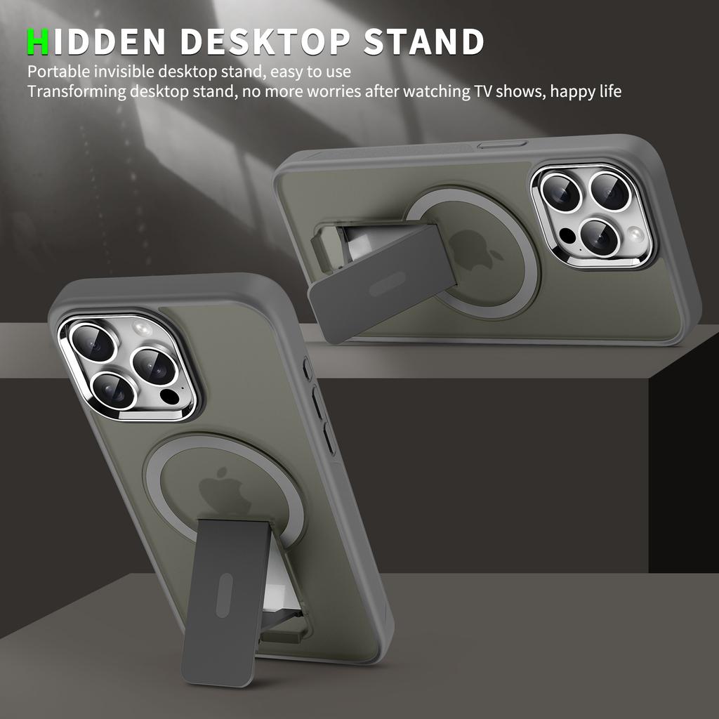 For iPhone 13 Pro Case Compatible with MagSafe PC+TPU Phone Cover with Kickstand