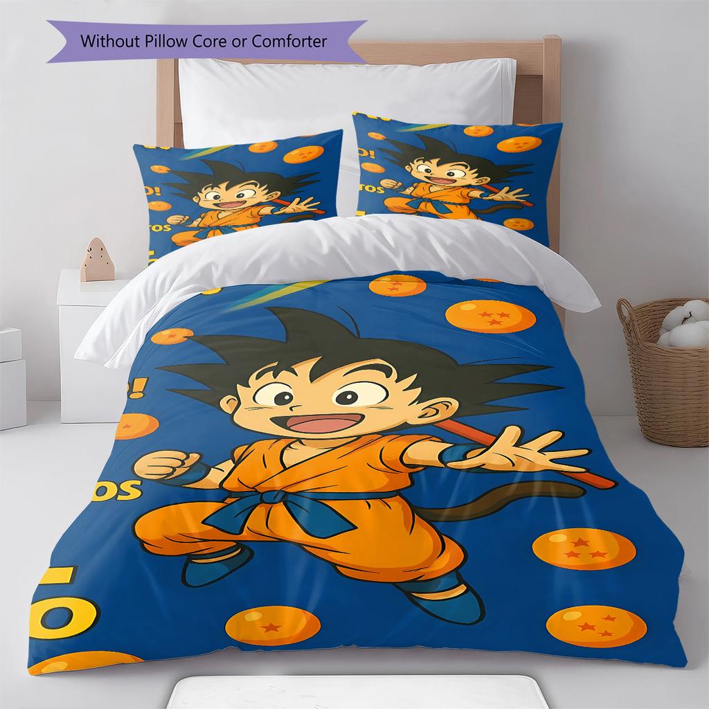 Son Goku Patron Beddengoed, Dekbed Set Dekbedovertrek Kussensloop Huis Verjaardagscadeau (1 dekbedovertrek + 2 kussenslopen, zonder binnenkussen)