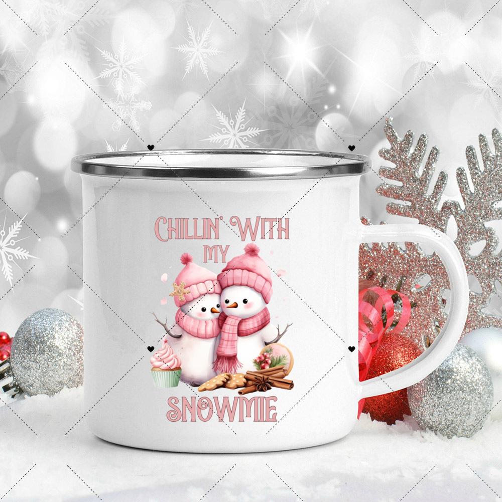 

Fa La La La Christmas Mug Xmas Enamel Cup Drink Hot Cocoa Juice Mugs Christmas Party Drink Tea Wine Beer Cups Xmas Holiday Gift 360ml
