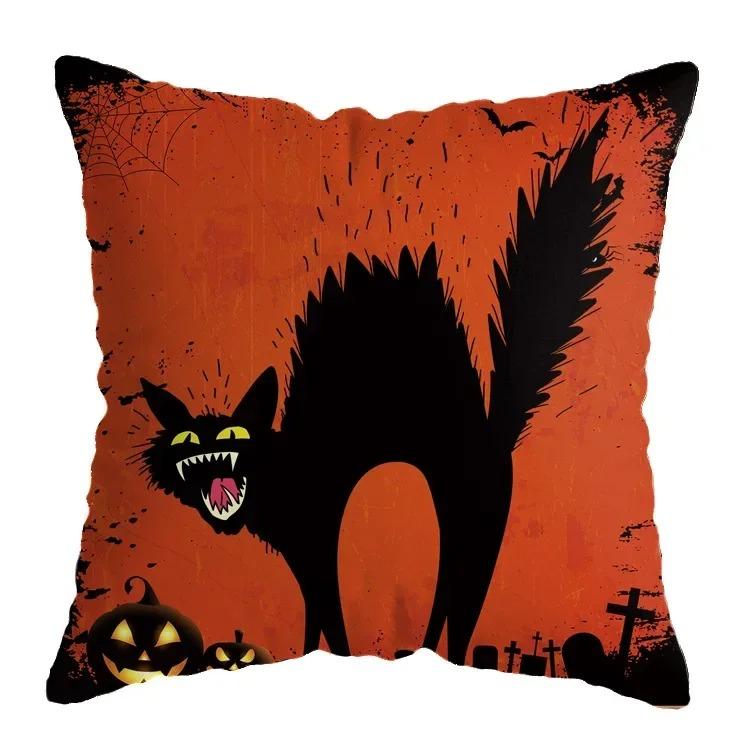 Home Decor Halloween-Themed Cushion Covers With Spooky Scenes Pattern Cushion Cover Suitable For Sofa Bedroom Car Pillow Cover