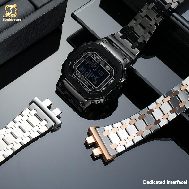 For G-SHOCK Casio Small Silver Block 3459 GMW-B5000 GM-B2100 Series Modified Stainless Steel Men's High Quality Watch Strap