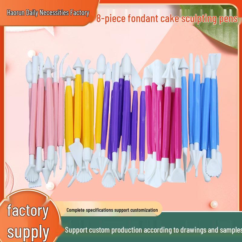 

8-Piece Fondant Cake Carving and Embossing Tool Set Rose Red - OPP Bag