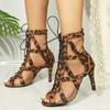 New Large Size Sandals Openwork Shoes In Front of The Lace-up Fine Heel High-heeled Sandal Boots