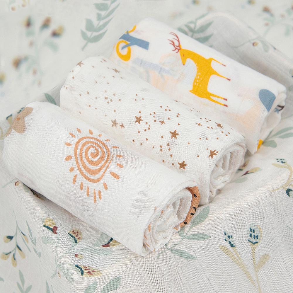 3 PCs Bamboo Cotton Gauze Diapers Newborn Baby Washable Baby Diaper Cloth Comfortable Breathable Absorbent Soft Summer