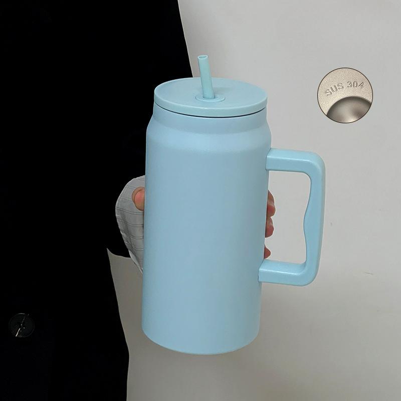 Car Big MAC Ice Bullock Cup Stainless Cup Straw Cup Simple Cup with Handle Double Vacuum Big Cap Car Cup Durable