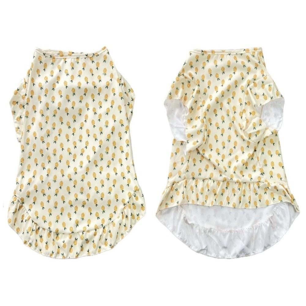 Thin Breathable Dog Floral Skirt Fruit Print Dog Cooling Clothes Pet Pullover Spring Summer