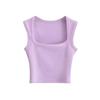 Women's Square Neck Sleeveless Crop Tank Top Slim Fit Solid Basic Camisole Shirt