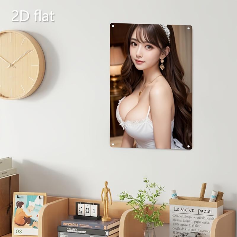 

Vintage Floral Metal Sign for Home Decor Elegant Female Portrait Art Poster with Durable Iron Frame Easy Hang Wall Plaque f 20x30cm（7.8x11.8inch）