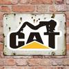 Vintage Caterpillar Tractor 8x12" Tin Sign - Rustic "Chat" Design, Durable Iron Decor for Garage Farm Outdoor