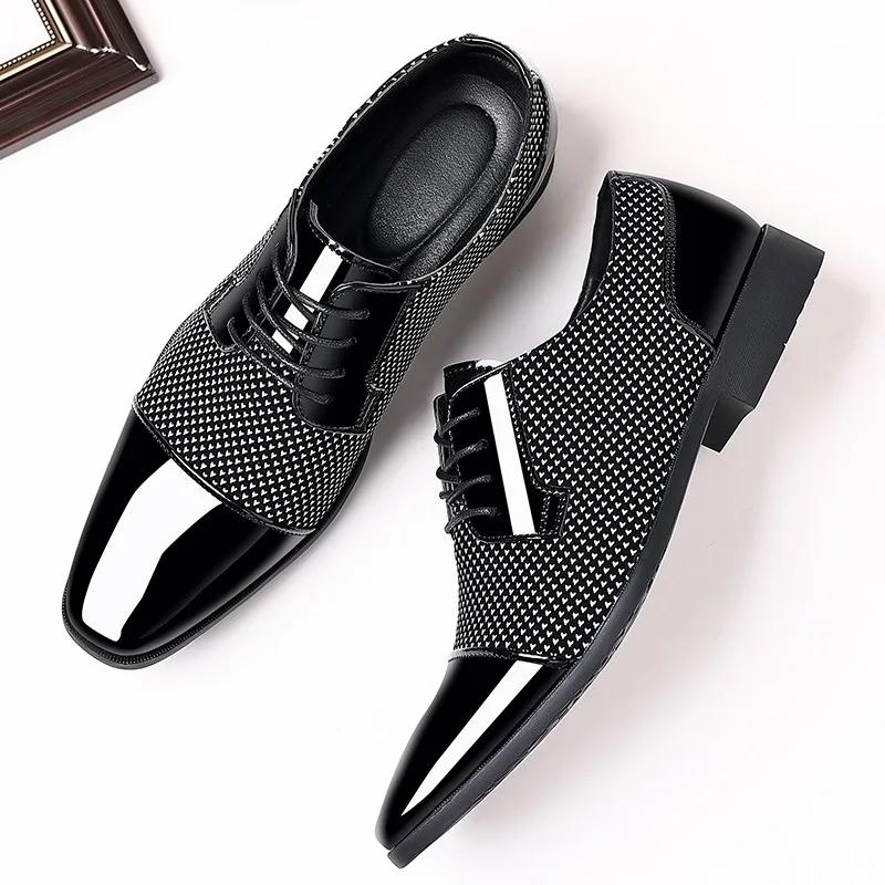 Men Dress Shoes For Men Oxfords PU Leather Shoes Lace Up Formal Black Leather Wedding Party Shoes Casual Luxury Brand Men's 2023