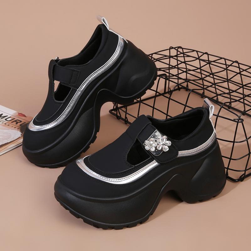 Fashion Fashion Glitter Decoration Casual Shoes Women 2025 Autumn Thick Bottom Mary Jane Shoes Soft Chunky Platform Sneakers