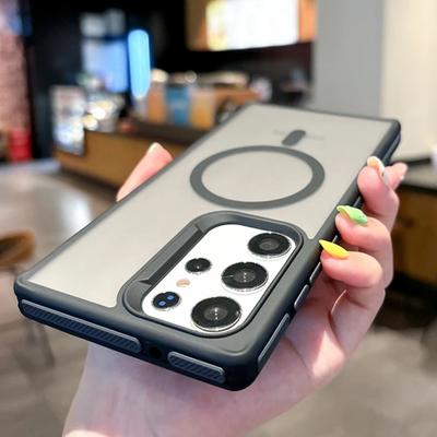 Luxusní matný průsvitný pancířový kryt pro Samsung Galaxy S24 S23 S22 Ultra Plus Magsafe magnetické bezdrátové nabíjení nárazuvzdorný kryt