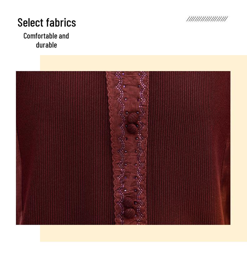 Stylish 2026 Spring Top for Middle-Aged & Elderly Women: Long-Sleeved, Slim-Fit Apparel