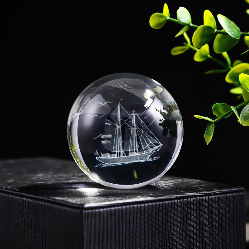 "40 Crystal Ball Ornaments: Rainy Day Clouds, Sun, Galaxy Design - Laser Engraved Cube for Home Decor and Gifts"