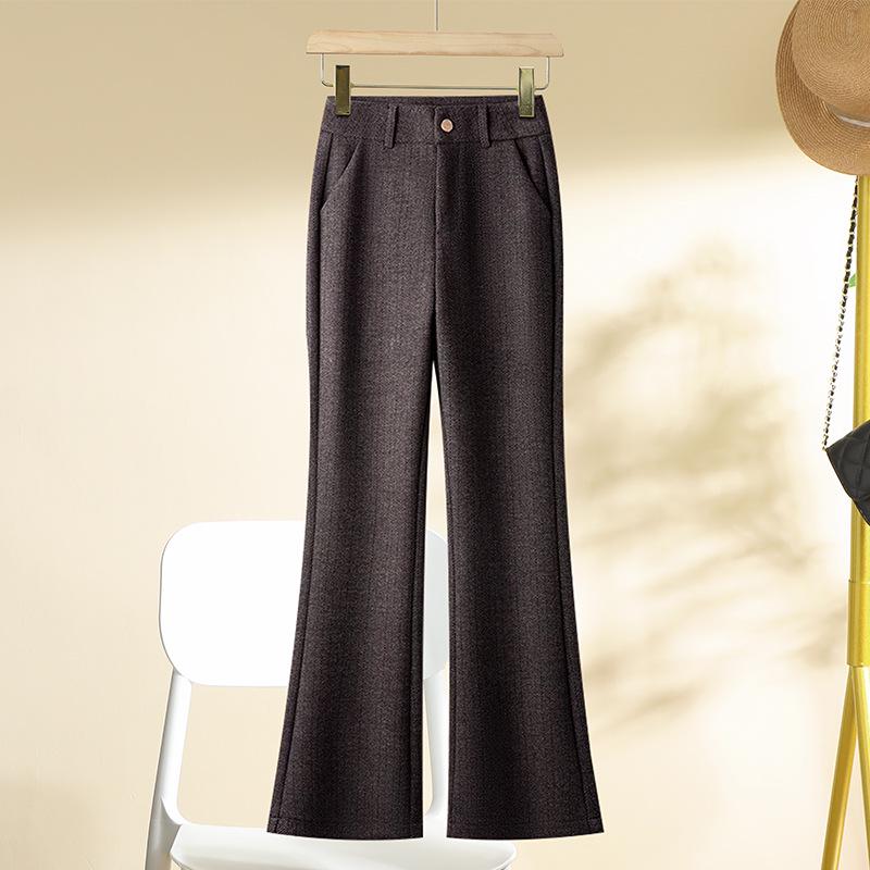 

Women s Khaki Wool Flare Pants, High Waist Slim Fit, Spring/Autumn 2024 32 (145-155 lbs)