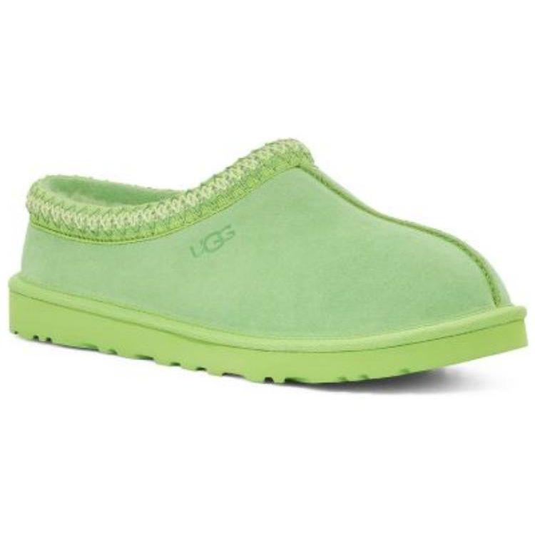 UGG Tasman Double Layer Leather Round Toe Plush Fashion Cotton Slippers Men Slippers Parrot-Green 5950-PTGN
