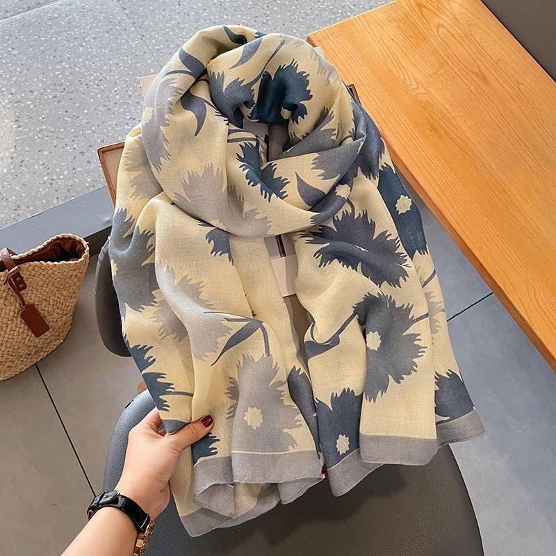 Scarf Long Scarf Sun Protection Premium Cotton and Linen Long Versatile Shawl Neck Protection Silk Scarf Scarf Fashion Fashion Artistic-inspired Scarf 170×65cm