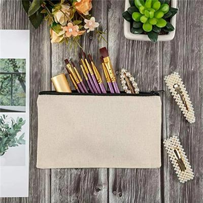 1PC Canvas Zipper Bags Multifunctional Blank DIY Craft Pouches Pencil Storage Bag Case Pouch For School