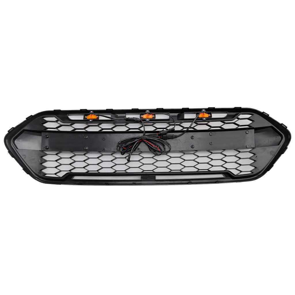 Griglia Paraurti Anteriore Nera Lucida Adatta Ford Transit Custom Trail 2018-2023 Con 3 LED