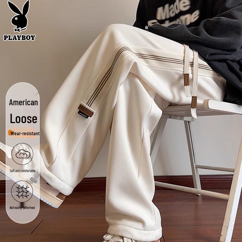 Playboy Men s Striped Loose Fit Autumn/Winter Sweatpants 3XL