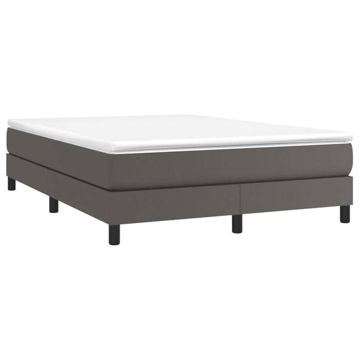 Maison Exclusive - Slatted Bed Base with Mattress Grey 140x190 Cm Faux Leather