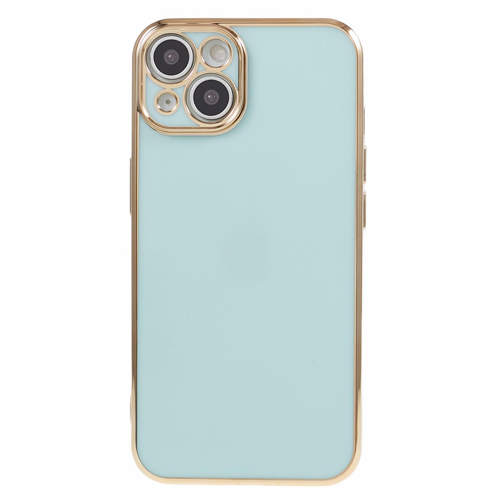 

For iPhone 13 Phone Case Glossy 6D Electroplating TPU Protective Cover Cyan