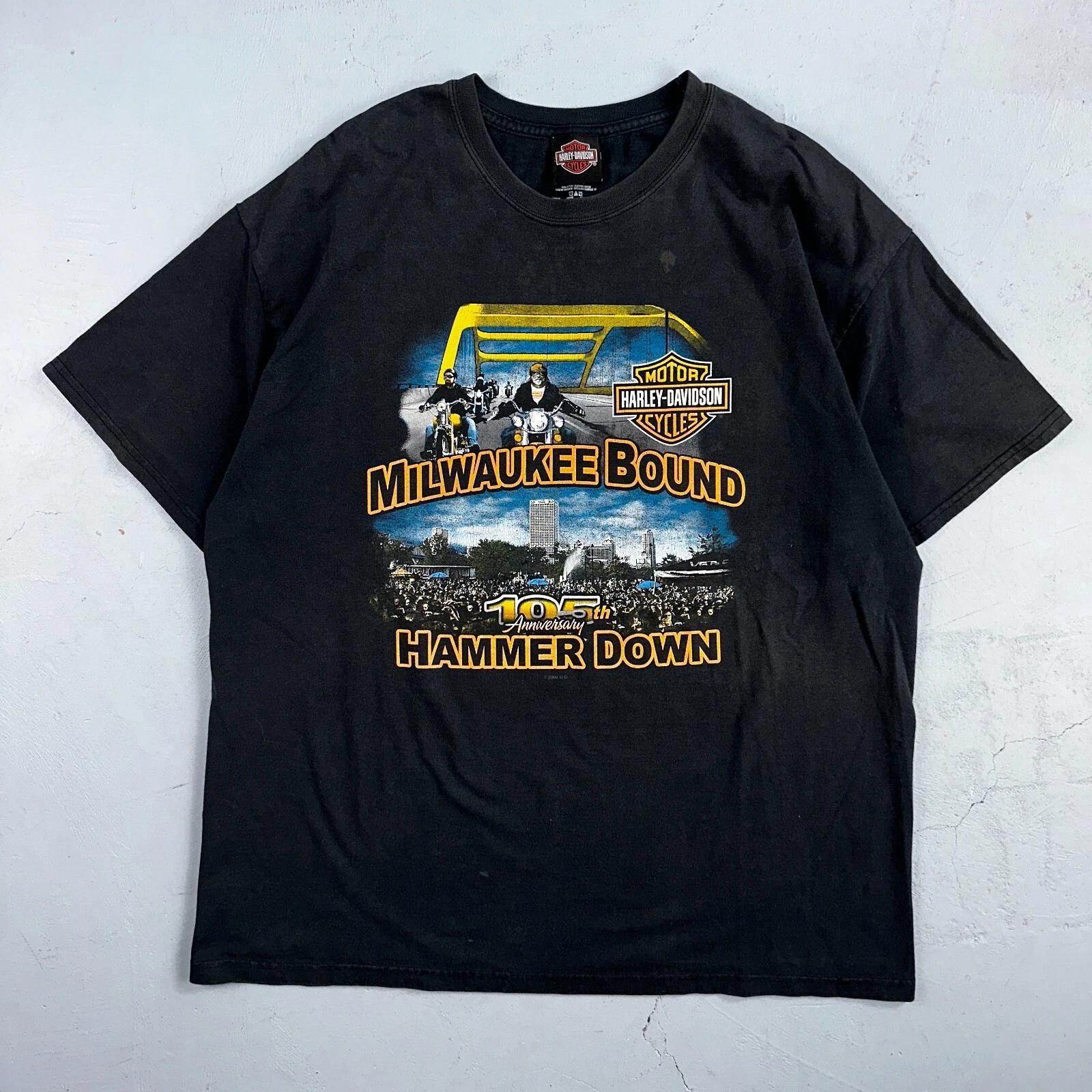 Harley Davidson Milwaukee Bound VTG T Shirt Y2K Black Motorcyle Travel Highway XL