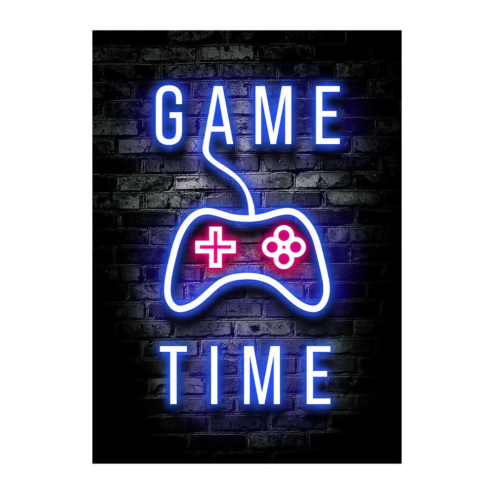 Neon Gaming Gamer Wandkunst Poster Drucke Gamer Leinwandmalerei Leinwandbild für Kinder Jungenzimmer Dekoration Spielzimmer Cuadros