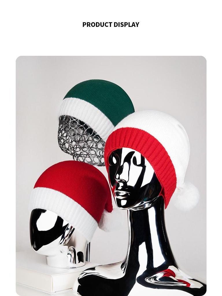 Unisex Festive Pompom Knitted Santa Hat - European & American Style