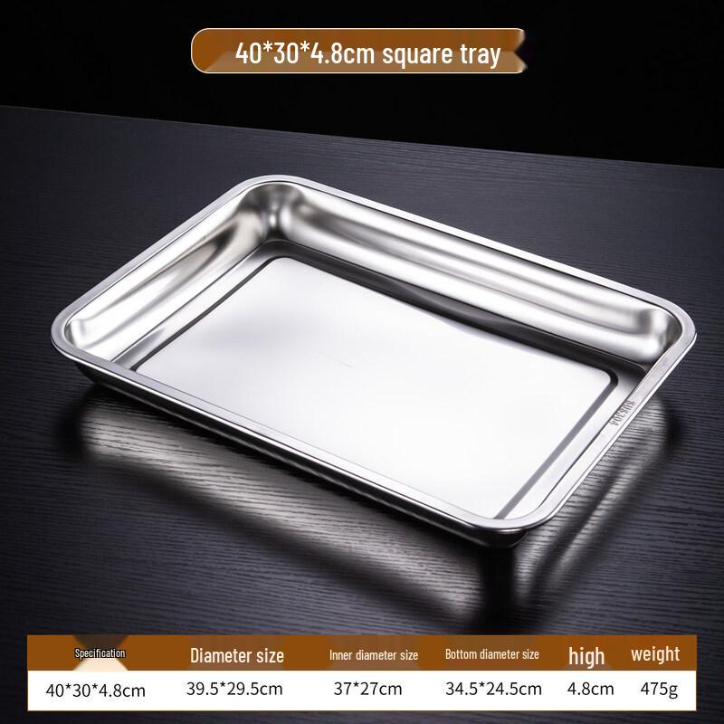 DM Food Grade 304 Stainless Steel Deep Rectangular Tray