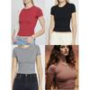 Skims Kardashian Original Soft Lounge Modal Rib Stretch Silm Round Neck Short Sleeve Tops