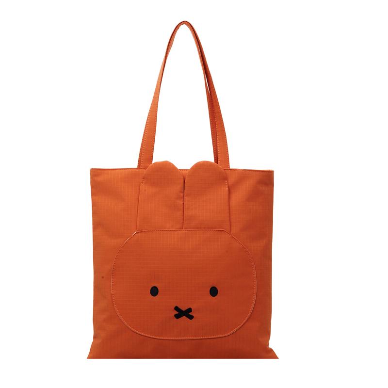 Student Cartoon Shoulder Bag Women's Large Capacity Solid Color Tote Bag