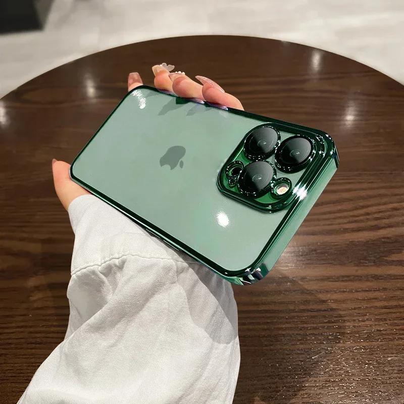 Luxury New High Quality Plating Clear Case For IPhone 15 14 11 12 13 14 Pro Max 14 15 Plus Phone Cases Shockproof TPU Back Cover