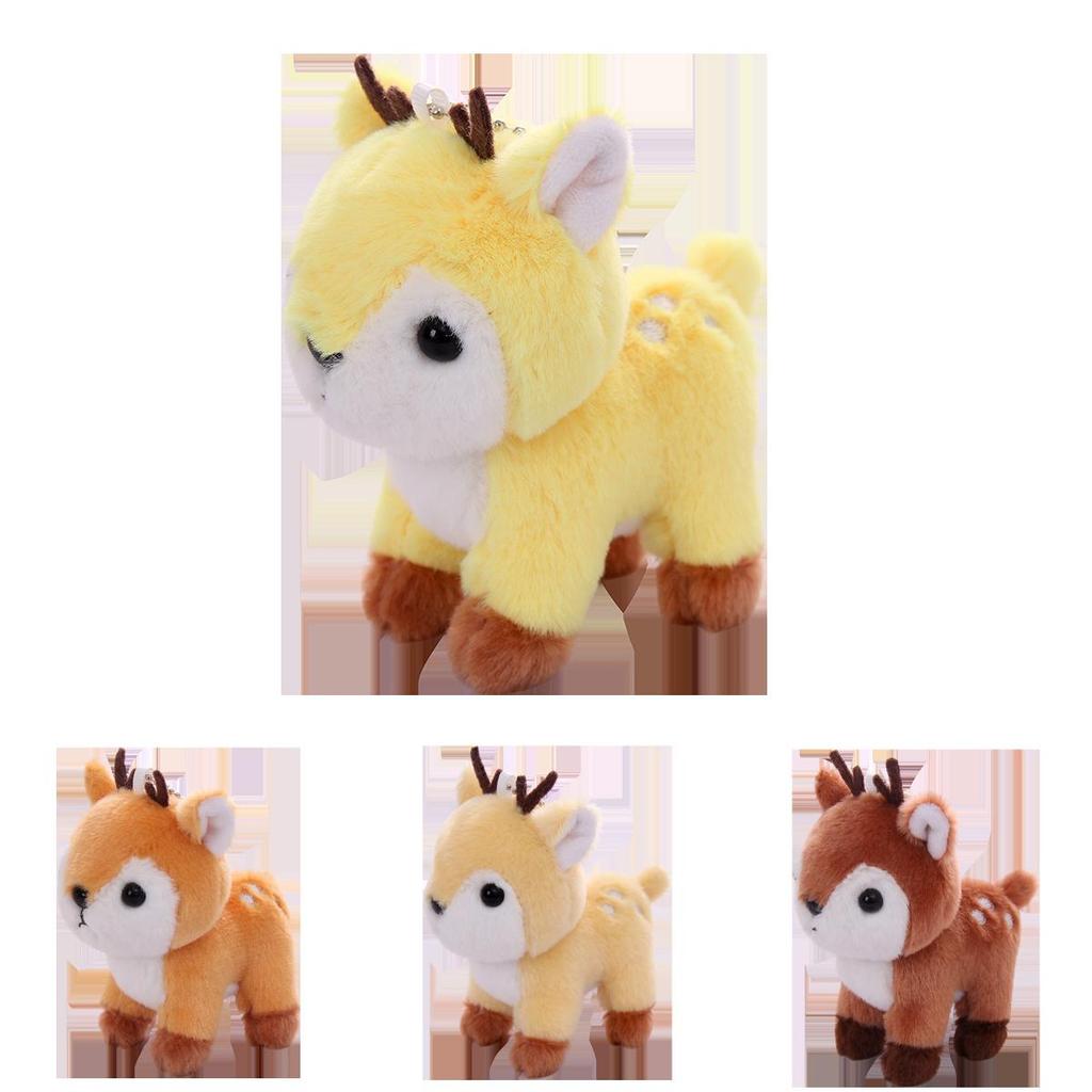 Cute Short Plush Sika Deer Doll With Keyring For Backpack And Gift