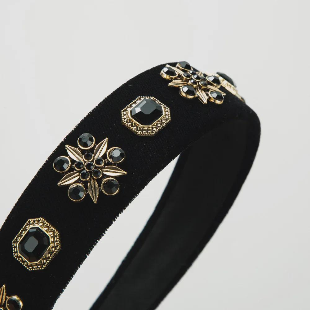 Elegant Retro Rhinestone & Pearl Wide-Brim Headband