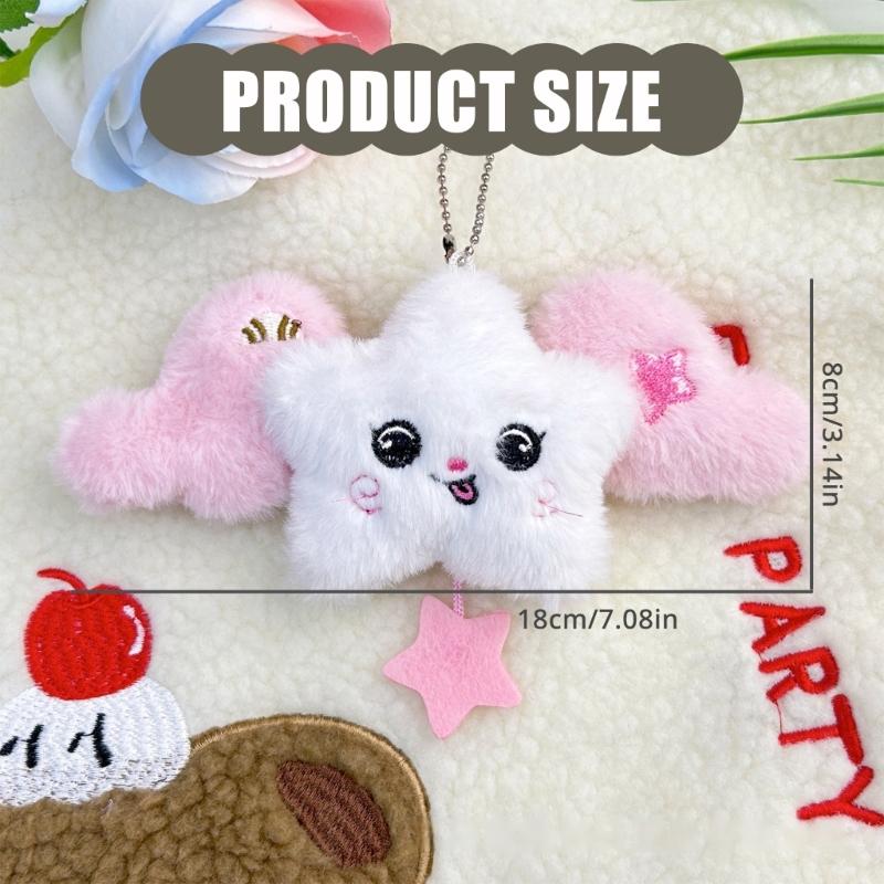 Fashionable Star shaped Plush Keyring Decoration Perfect For Bags And Gift Giving Handmade Keyring Backpack Accessory