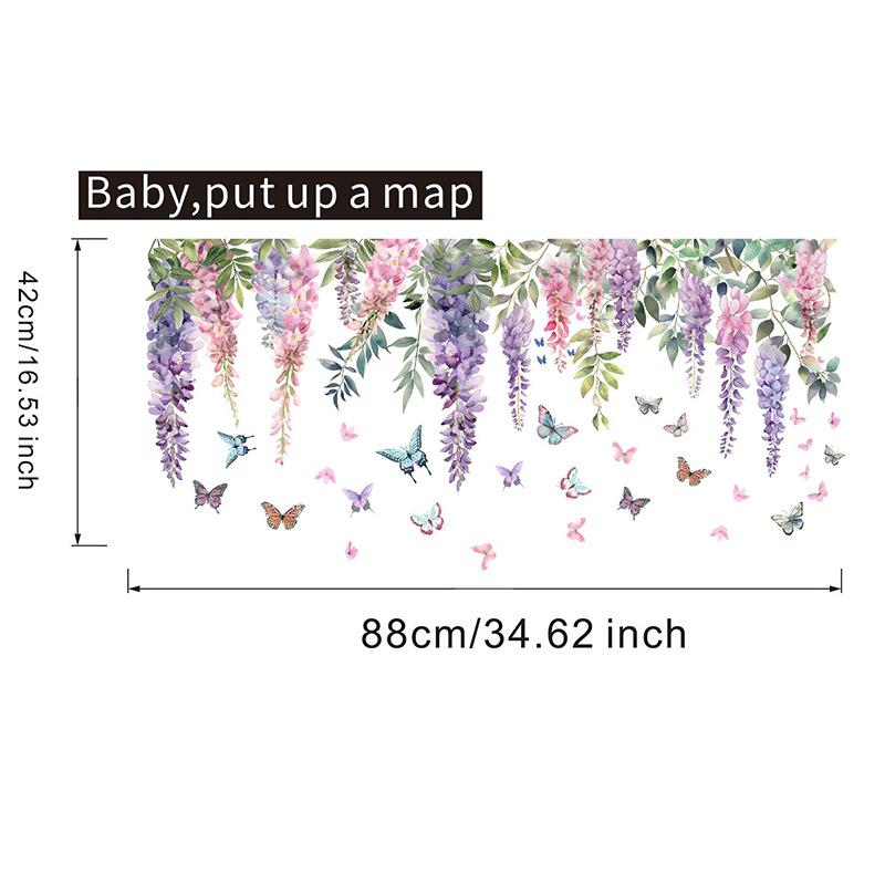 Blume Schmetterling Wandaufkleber Handbemalter Zweig Aufkleber für Schlafzimmer Wohnzimmer Flur Heim Wanddeko