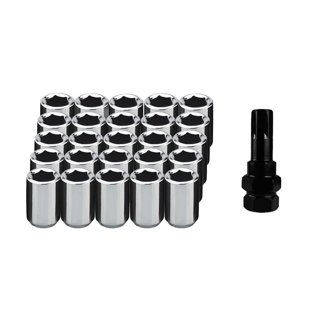 Universal 32mm Stainless Steel Extended Wheel Lug Nuts 20 Pieces Racing Car Steel Wheel Nuts M12 x 1.25 M12x1.5