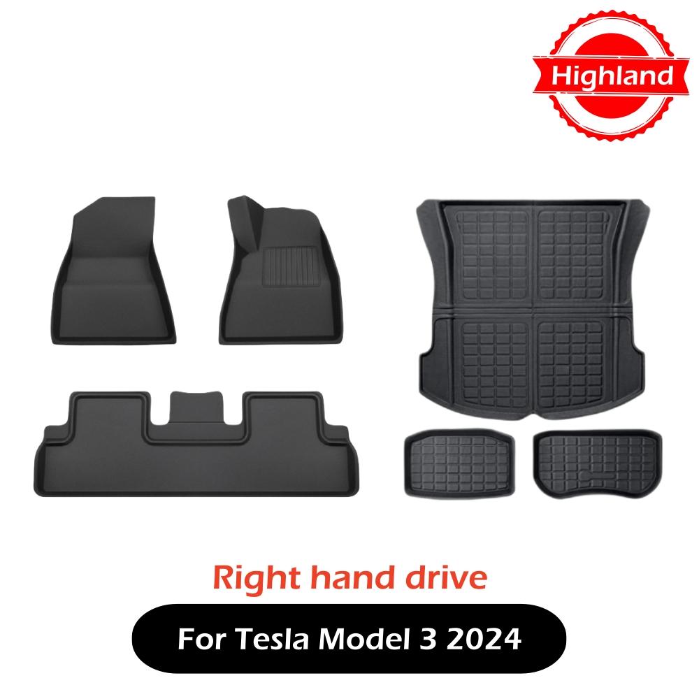 3D Floor Mats For Tesla Model 3 Highland Model Y 2017 to 2025 All Weather Floor Carpets Trunk Mats Waterproof Cargo Liner
