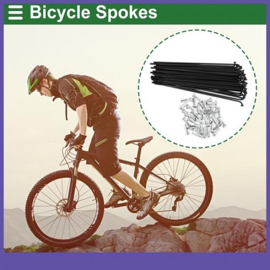 36pcsset 14G 135mm Length Bicycle Spokes Nipple Carbon Steel Black Universal