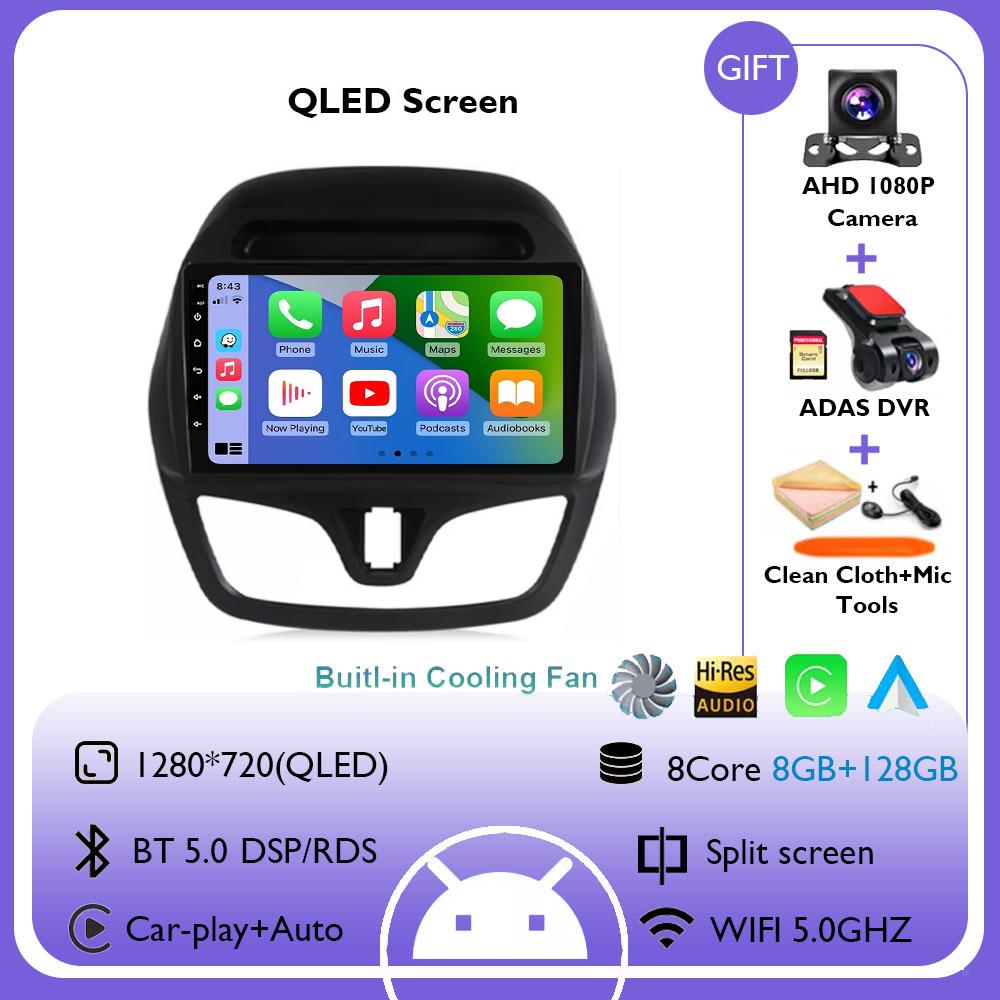 Android 14 WIFI+4G Stereo Car Radio for Chevrolet Spark Beat 2015 - 2018 Multimidia Video Player Auto CarPlay GPS QLED Screen