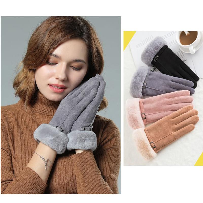 Updated Winter Womens Warm Velvet Gloves Outdoor Use Biking Touchscreen with Thick Velvet
