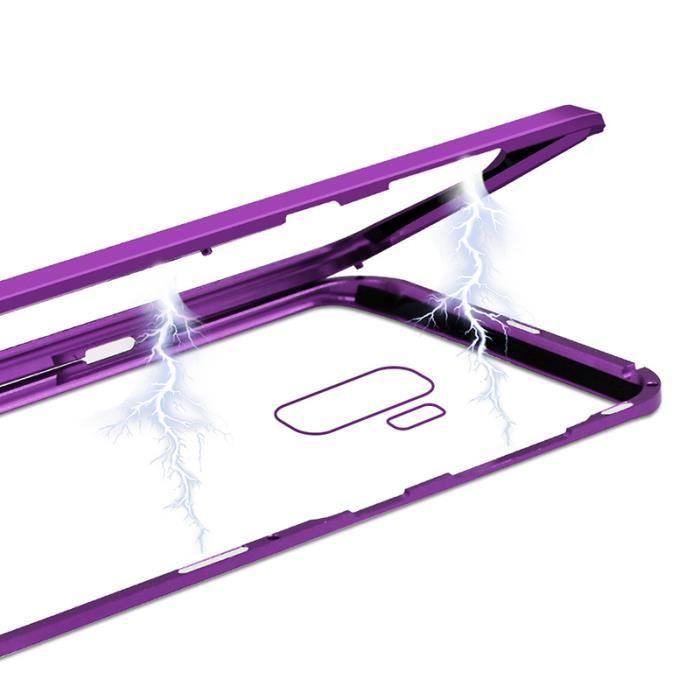 Case - Samsung - Galaxy S9 - Metal - Tempered Glass - Black Transparent