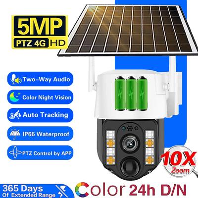 5MP HD Solar Camera PIR Human Detection Outdoor Color Night Vision 4G SIM Card WIFI Video Surveillance Smart Home Security CCTV